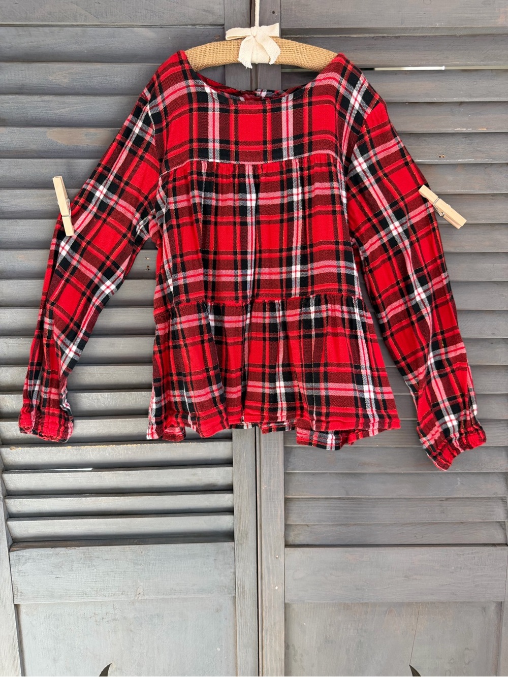 Cat & Jack Red Plaid Tiered Peasant Tunic | Girls 7/8